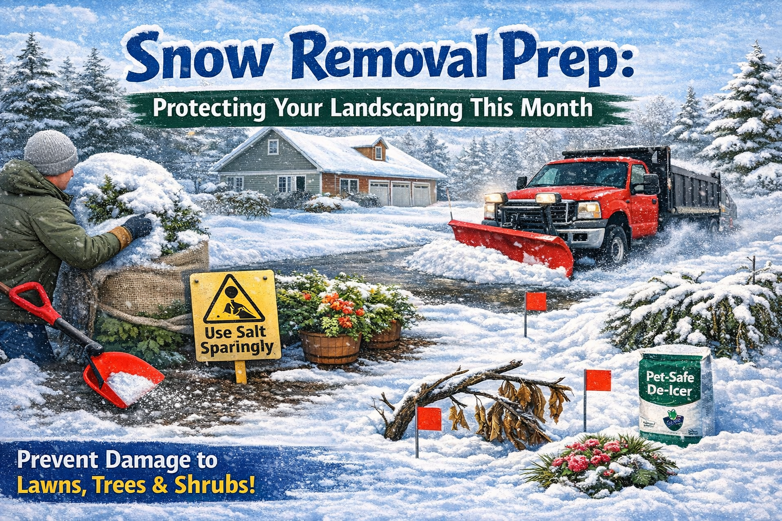 protecting landscaping snow removal
