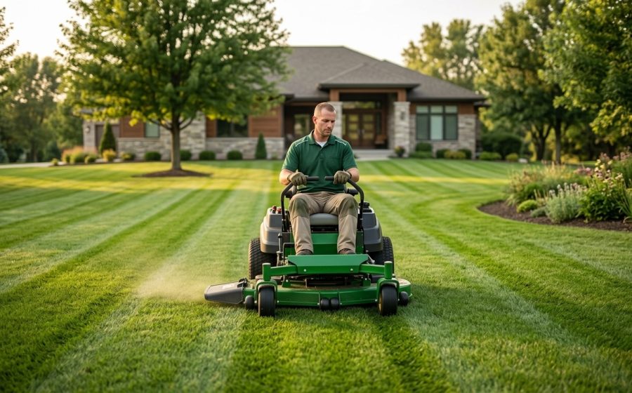 mowing lawns