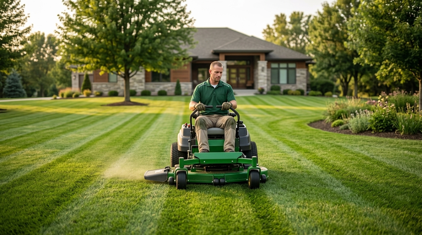 mowing lawns